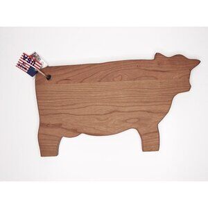 Oak & Olive Cow Shaped Charcuterie Cutting Board Cherry Wood NWT NEW